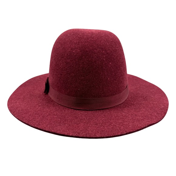 Brixton Wide Brim Wool Round Top Hat Womens‎ Small Burgundy/Wine Felt Ribbon Bow main image 9